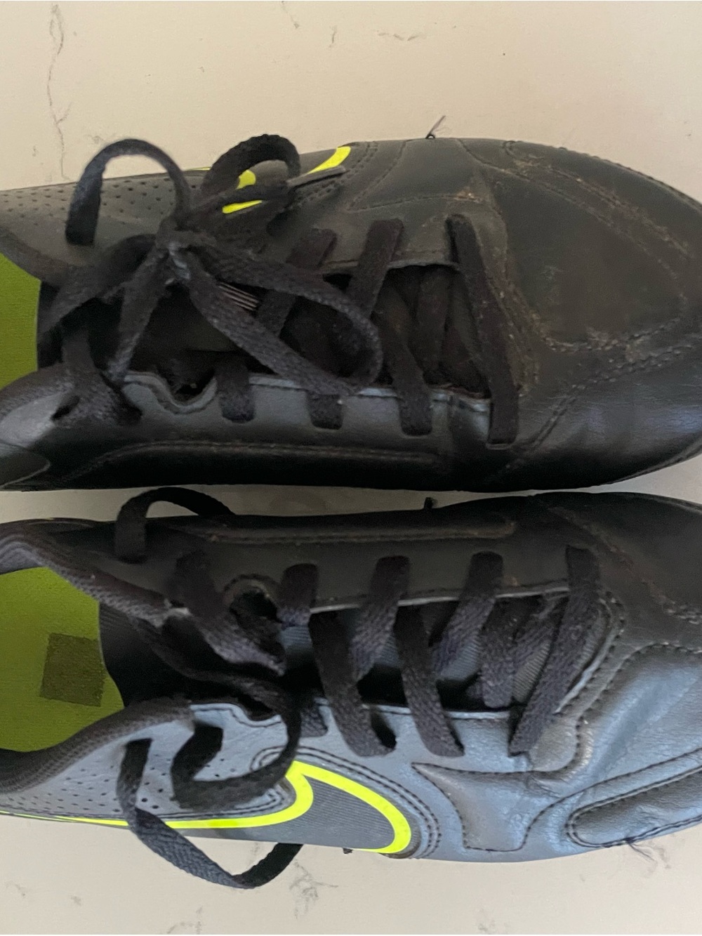 Black Soccer cleats with Neon Yellow Accent